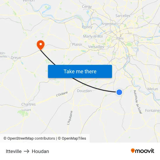 Itteville to Houdan map