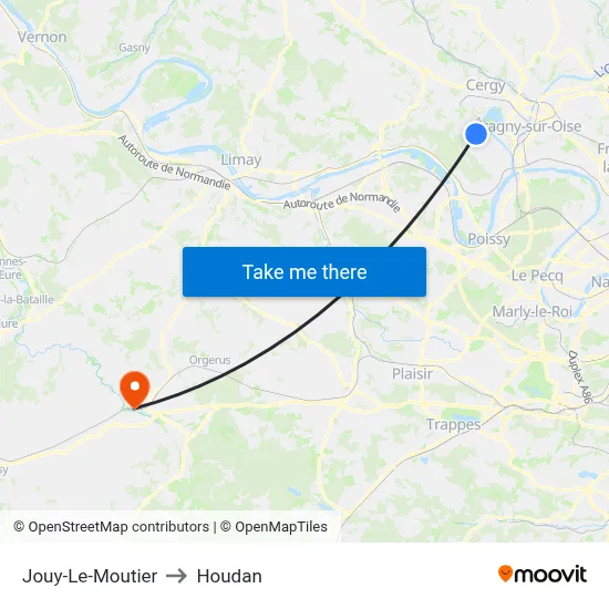 Jouy-Le-Moutier to Houdan map