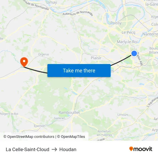 La Celle-Saint-Cloud to Houdan map