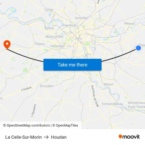 La Celle-Sur-Morin to Houdan map