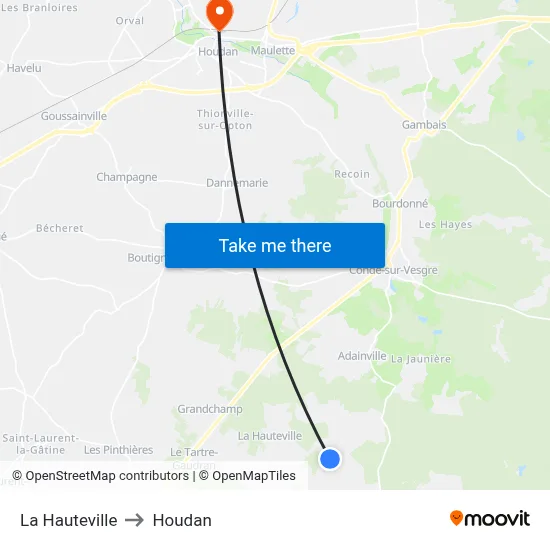 La Hauteville to Houdan map