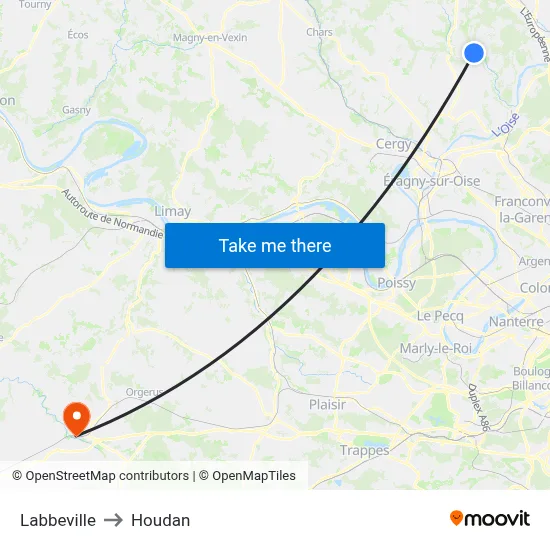 Labbeville to Houdan map