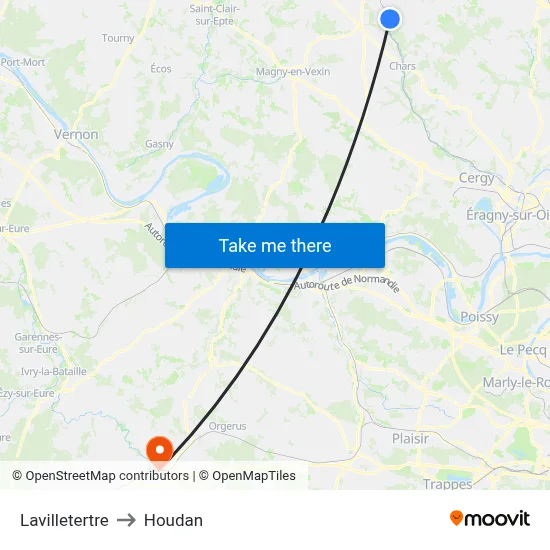 Lavilletertre to Houdan map