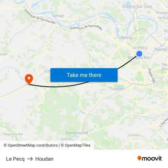 Le Pecq to Houdan map
