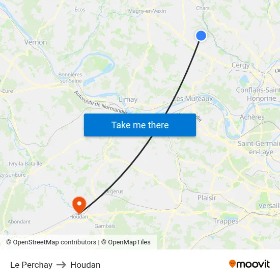 Le Perchay to Houdan map