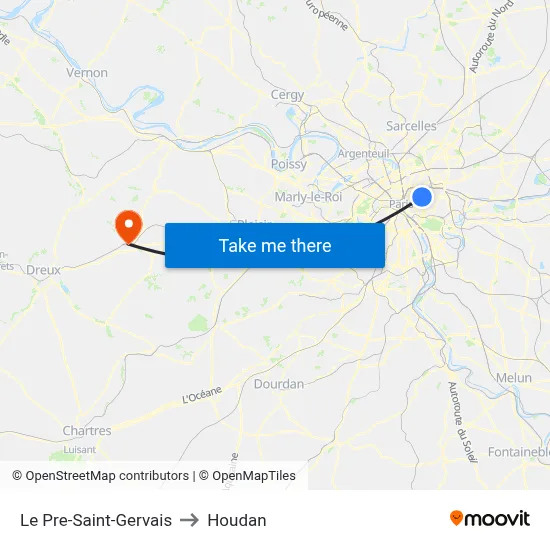 Le Pre-Saint-Gervais to Houdan map