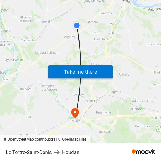 Le Tertre-Saint-Denis to Houdan map
