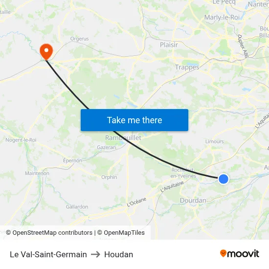 Le Val-Saint-Germain to Houdan map