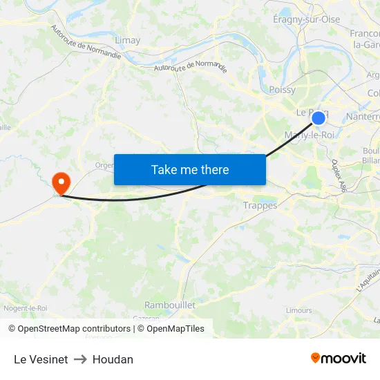 Le Vesinet to Houdan map