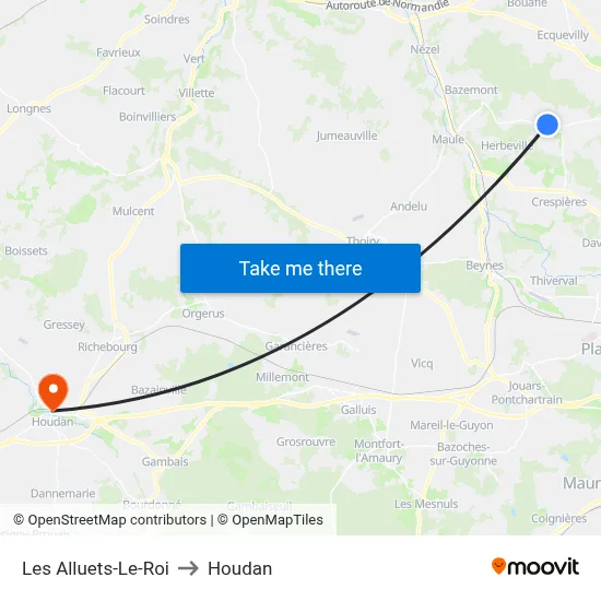 Les Alluets-Le-Roi to Houdan map