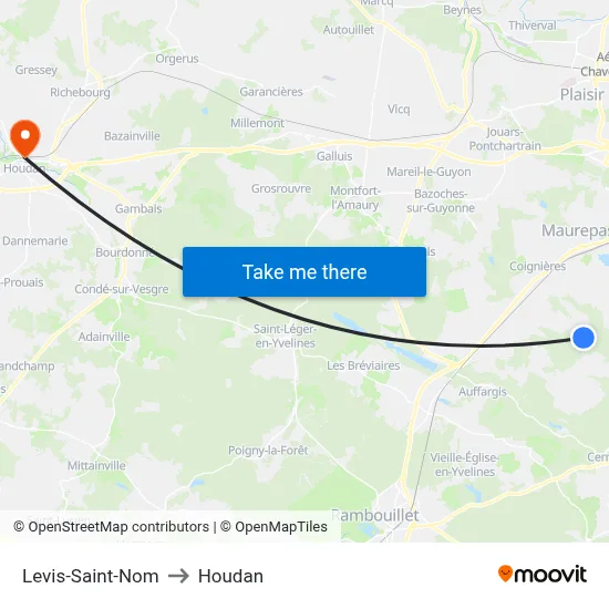 Levis-Saint-Nom to Houdan map