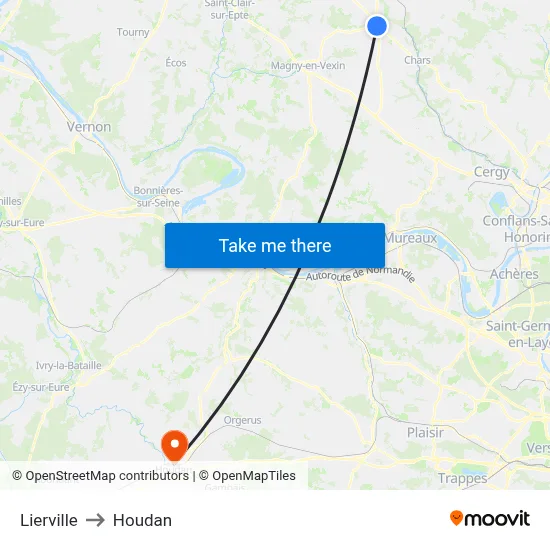 Lierville to Houdan map