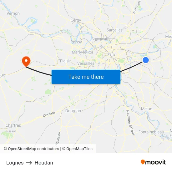 Lognes to Houdan map