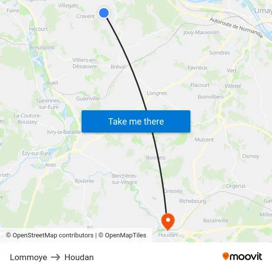 Lommoye to Houdan map
