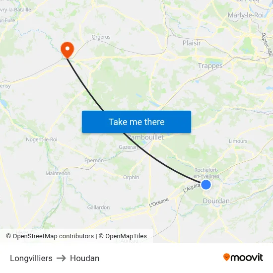 Longvilliers to Houdan map