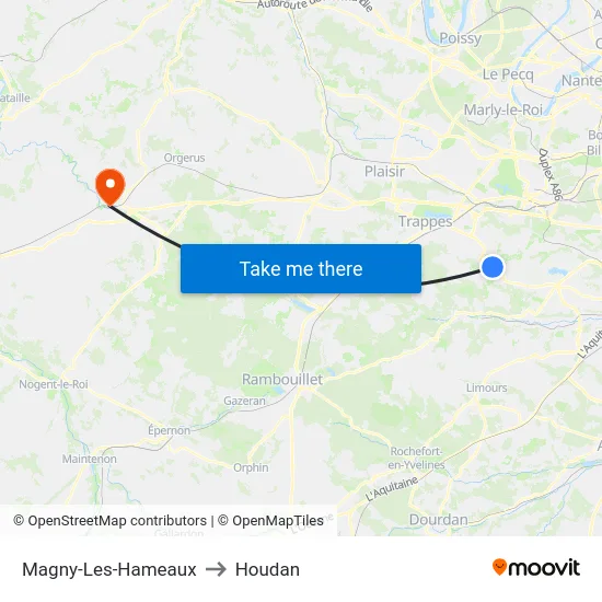 Magny-Les-Hameaux to Houdan map