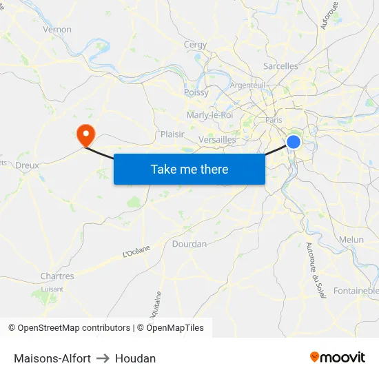 Maisons-Alfort to Houdan map