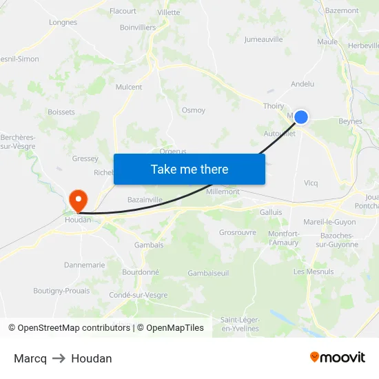 Marcq to Houdan map