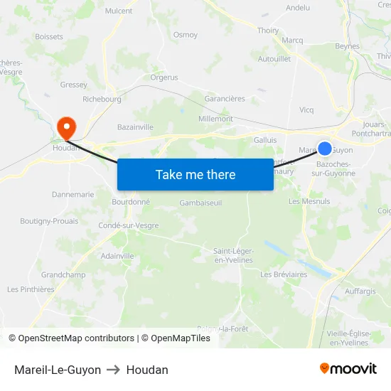 Mareil-Le-Guyon to Houdan map