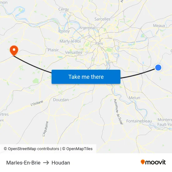 Marles-En-Brie to Houdan map