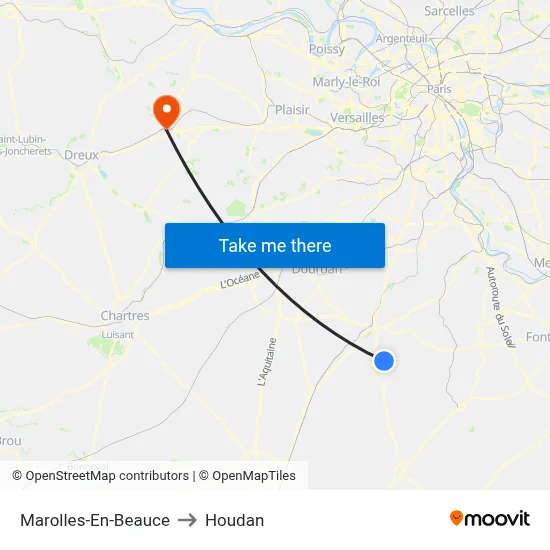 Marolles-En-Beauce to Houdan map