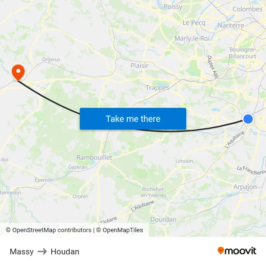 Massy to Houdan map