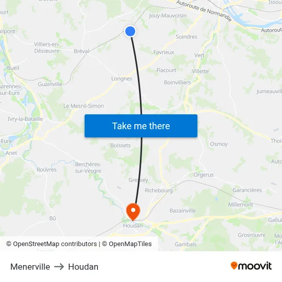 Menerville to Houdan map