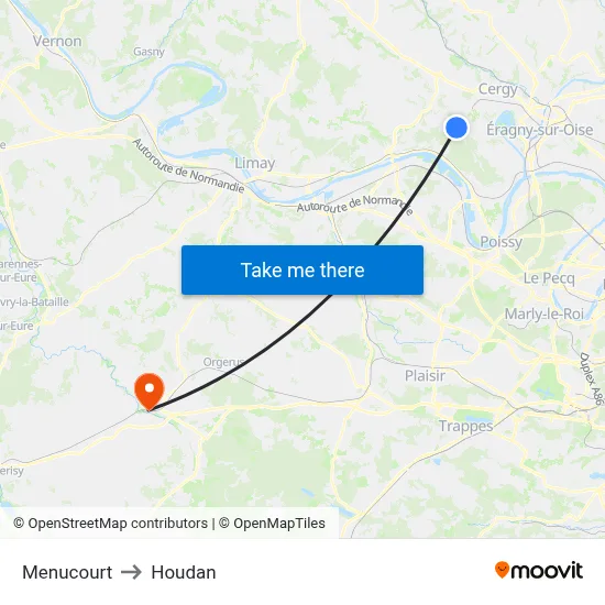 Menucourt to Houdan map