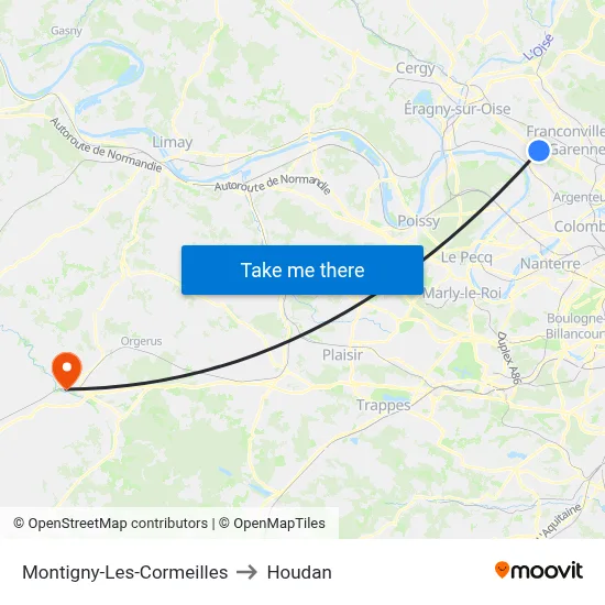Montigny-Les-Cormeilles to Houdan map