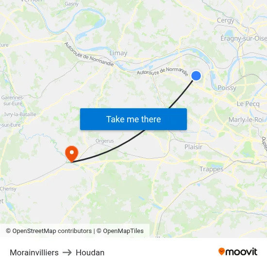 Morainvilliers to Houdan map