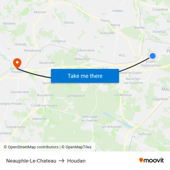 Neauphle-Le-Chateau to Houdan map