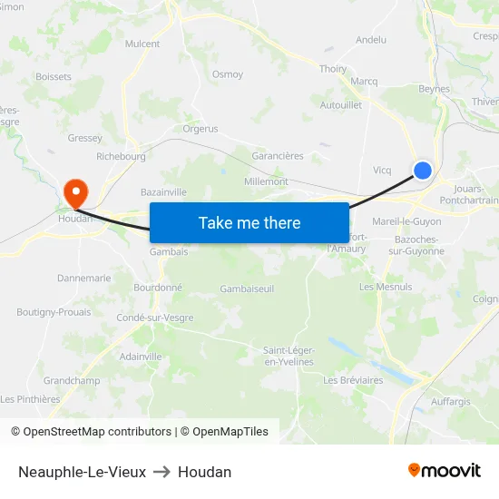 Neauphle-Le-Vieux to Houdan map