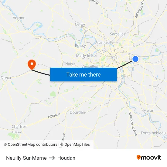Neuilly-Sur-Marne to Houdan map