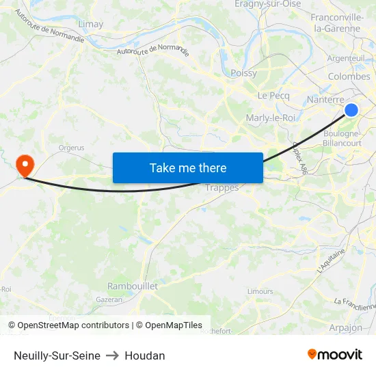 Neuilly-Sur-Seine to Houdan map