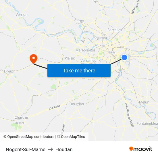 Nogent-Sur-Marne to Houdan map