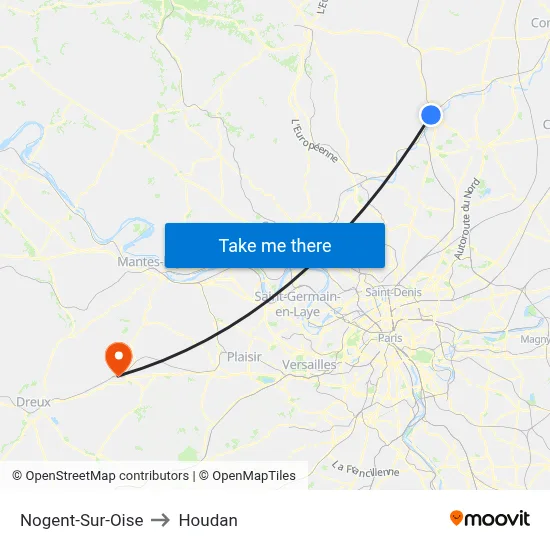 Nogent-Sur-Oise to Houdan map