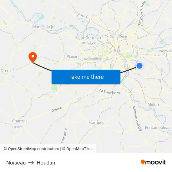 Noiseau to Houdan map