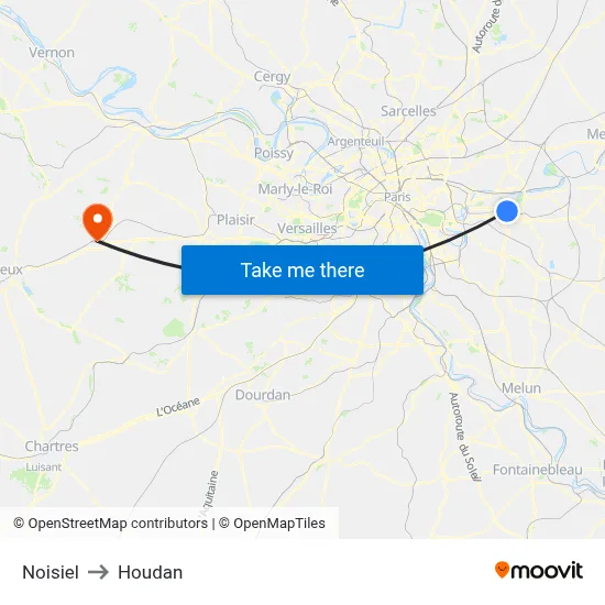 Noisiel to Houdan map