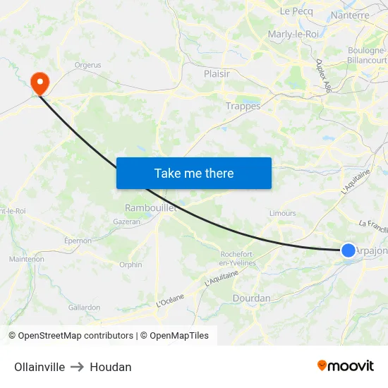Ollainville to Houdan map