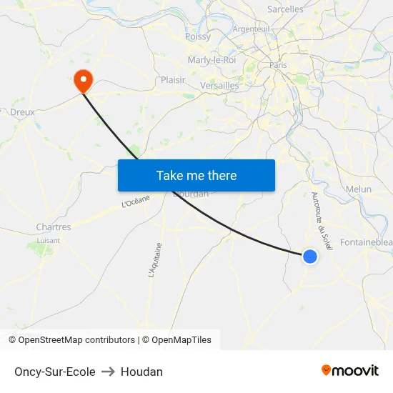 Oncy-Sur-Ecole to Houdan map