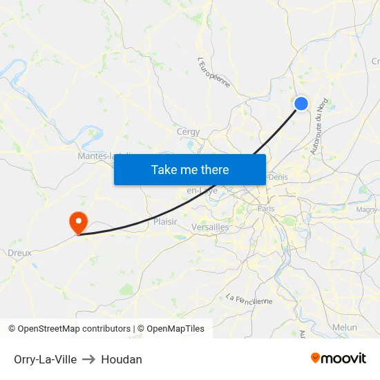 Orry-La-Ville to Houdan map