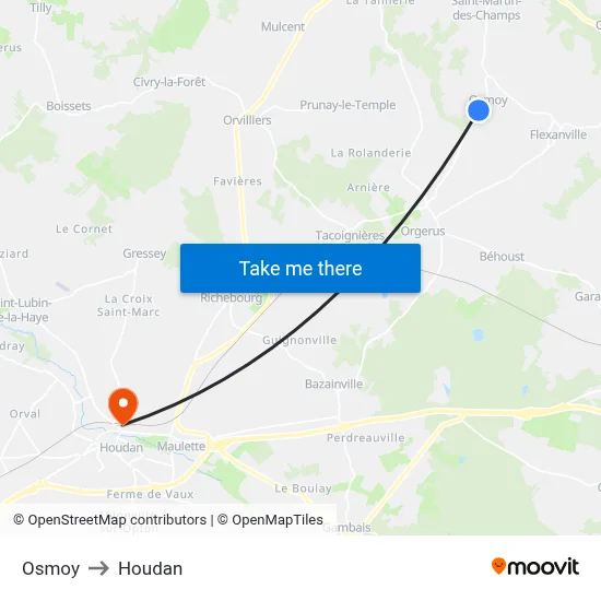 Osmoy to Houdan map