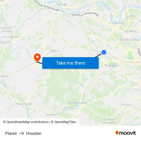 Plaisir to Houdan map