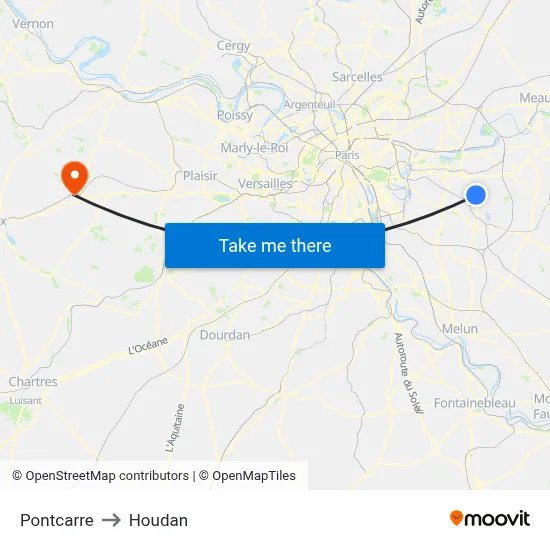 Pontcarre to Houdan map