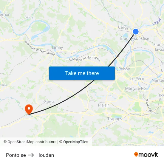 Pontoise to Houdan map