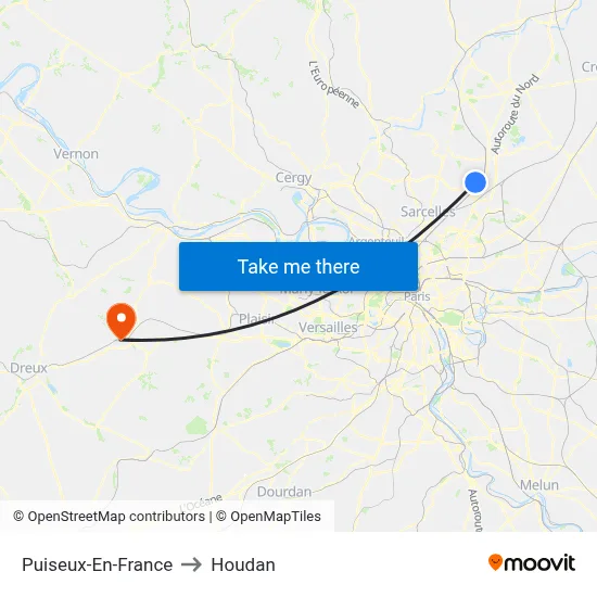 Puiseux-En-France to Houdan map