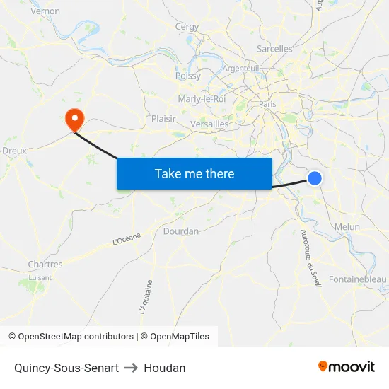 Quincy-Sous-Senart to Houdan map