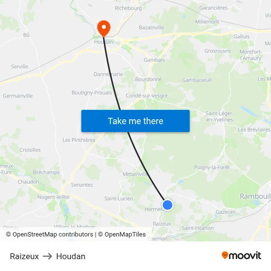 Raizeux to Houdan map