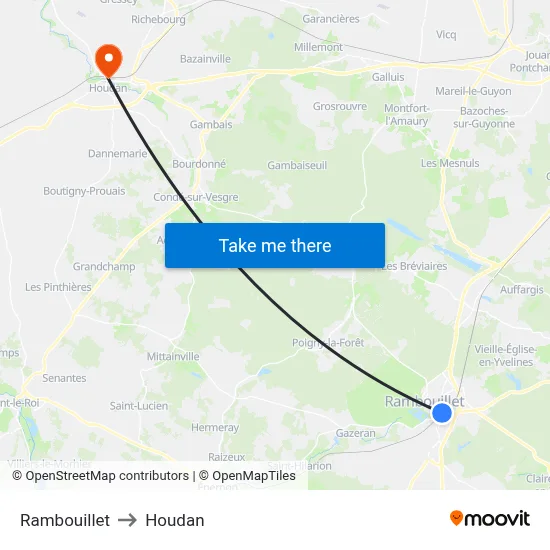Rambouillet to Houdan map