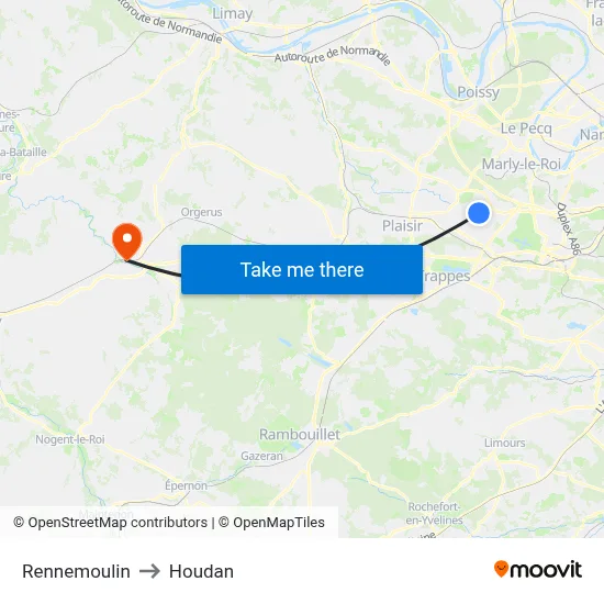Rennemoulin to Houdan map